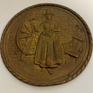 Two Vintage Brass Wall Hanging Plates